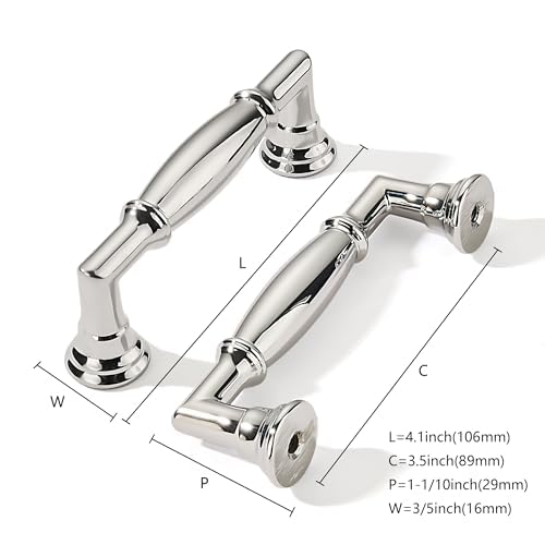 khtumeware 10 Pack 3-1/2 Inch(89mm) Polished Nickel Cabinet Pulls Heavy Duty Soild Cabinet Handles Kitchen Cabinet Hardware for Cupboard Drawer Handles - color: Polished Nickel, size: 3-1/2"(89mm)Hole Center