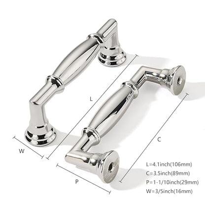 khtumeware 10 Pack 3-1/2 Inch(89mm) Polished Nickel Cabinet Pulls Heavy Duty Soild Cabinet Handles Kitchen Cabinet Hardware for Cupboard Drawer Handles - color: Polished Nickel, size: 3-1/2"(89mm)Hole Center