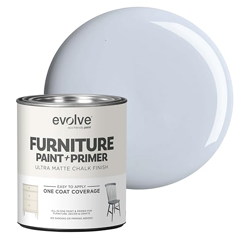 EVOLVE Chalk Paint for Furniture, (Blue Mirage), 1-Pack Quart – No Sand or Primer Needed, UltraMatte Finish, Smooth Coverage, Low VOC, Easy to Distress for DIY Projects - color: Blue Mirage, size: 30 Fl Oz (Pack of 1)