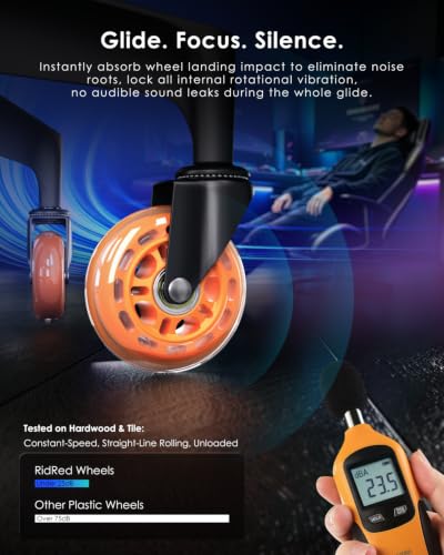 RidRed Gaming Chair Wheels - Heavy-Duty Office Chair Wheels - Replacement Rubber Casters- Universal Fit 3 Inch Chair Casters, Noise Free, Fits 98% Chair, for All Floor - color: Orange