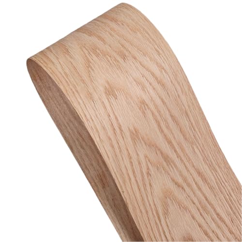 Red Oak Wood Veneer Sheet,Flat Cut 8.5''x 98'',Iron On Stick Veneer Roll Without Paper,Pre-glued Hot Melt Self Adhesive Oak Tape for Cabinet Furniture Plywood Laminate Speaker Renovation - color: Flat cut