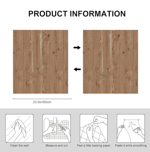 SOON AFTER Texture Wood Peel and Stick Wallpaper, Size 23.6"x236"/Roll - color: Texture JF014, size: 23.6" x 236"