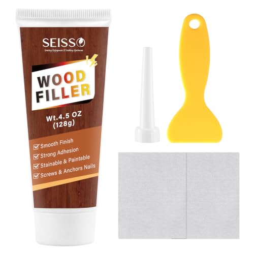 SEISSO White Wood Filler 4.5oz Tube Wood Putty for Cracks, Holes, Scratches