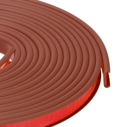 PATIKIL 1/2 Inch x 20 Feet U Shape Edge Banding, TPE Rubber Edge Trim Self Adhesive Veneer Edging Trim for Veneer Furniture Cabinets Shelves Table, Red-Brown - color: Red-brown, size: 1/2 Inch x 20 Feet