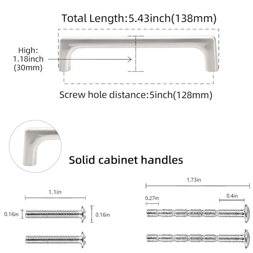 10 Pack 5 inch Brushed Satin Nickel Kitchen Cabinet Handles - color: Brushed Satin Nickel, size: 5 inch Hole Center