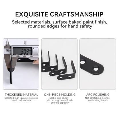 20PCS Stainless Steel L Right Angle Support Brackets 1.57x1.57 Inch Includes 80 Screws Heavy Duty Corner Braces for Shelves, Wood Furniture, Cabinets and Chairs - size: 40*40*46