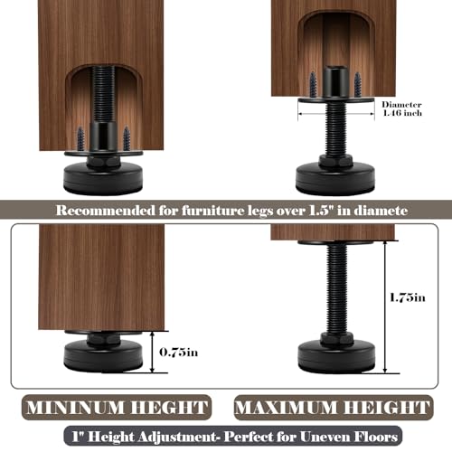 Heavy Duty Leveling Feet 4 Pack-1320 lbs Capacity, 3/8"-16 Thread Adjustable Furniture Levelers with 1" Height Adjustment, Furniture Feet for Table, Cabinet, Workbench, Appliance Stabilization - size: 3/8"-16,4pcs