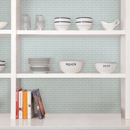 InHome Sea Glass Peel and Stick Backsplash Tiles, Blue, 10.5 in x 10.5 in