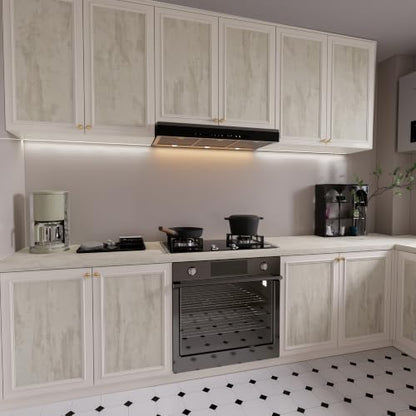 TOTIO Cream Concrete Wallpaper Peel Stick Milky White Plaster effect Contact Paper 16x354inch Air Guide Slot Design Matte Thick Self-adhesive Waterproof Vinyl Wrap Modern Industrial Style Wall Sticker - color: Ivory White, size: 16" x 354"