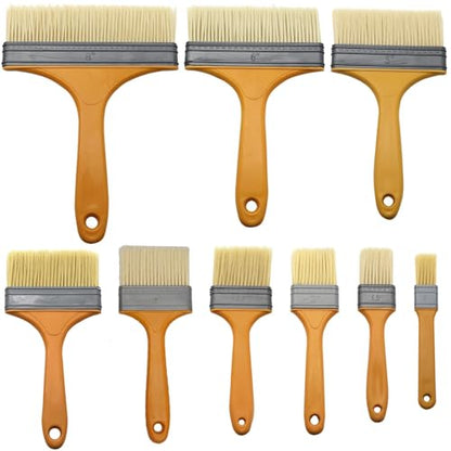9Pack Chip Paint Brushes Soft Bristles Wall Painting Brush Varnish Wood Stain Brush Set for Furniture Fence Flat Brushes for Painting Oil Acrylic 1 1.5 2 2.5 3 4 5 6 8 inch