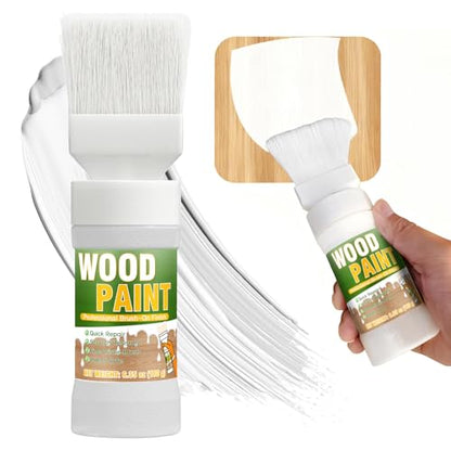White Paint for Wood, 6.35 oz White Touch Up Paint – All-in-One Water-Based Repair for Furniture, Cabinets, Doors, Trim & Metal