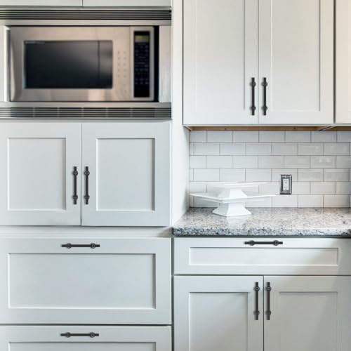 20 Pack 5 Inch Matte Black Kitchen Cabinet Handles - color: Matte Black Knurled, size: 5'' Hole Center(128mm)