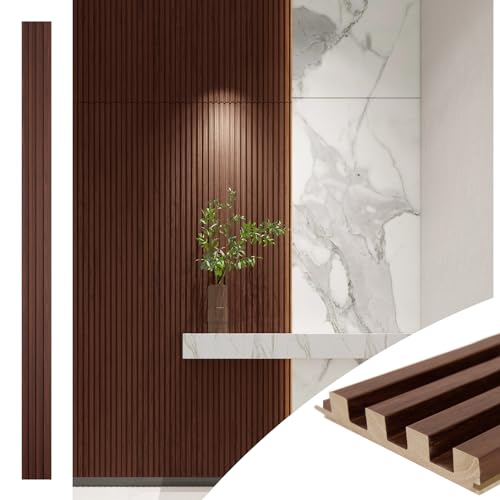 Art3d 108 x 5.7 Inch Slat Wood Wall Paneling for Interior Decor, Walnut - color: Slat Walnut, size: 108 x 5.7 Inch