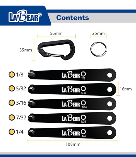 LABEAR 5-Piece SAE Low Profile Offset Allen Wrench Set, 1/8"-1/4" - size: SAE HEX