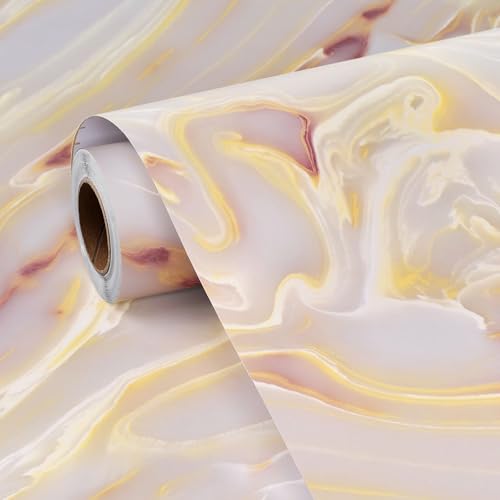 FunStick Gold Pink Liquid Marble Contact Paper for Countertops Peel and Stick Waterproof Removable Pink Marble Wallpaper Peel and Stick Countertops for Kitchen Bathroom Cabinets Desk Vinyl Wrap 12x200 - size: 200" x 12"