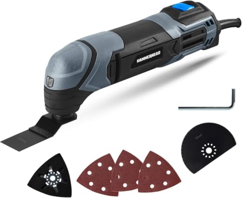Hammerhead 2.2-Amp Oscillating Multi-Tool with 1pc Flush Cut Blade,1pc Semicircle Saw Blade,1pc-Sanding pad,3pcs Sanding Paper - HAMT022,(Pack of 8) - size: (Pack of 8)