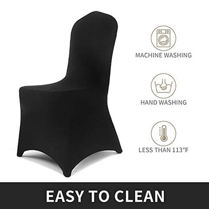 Peomeise 6pcs Stretch Spandex Chair Cover for Wedding Party Dining Banquet Event (Black, 6) - color: Black, size: 6PCS