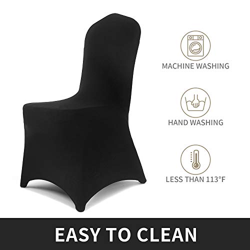 Peomeise Stretch Spandex Chair Cover for Wedding Party Dining Banquet Event (Black, 25) - color: Black, size: 25PCS