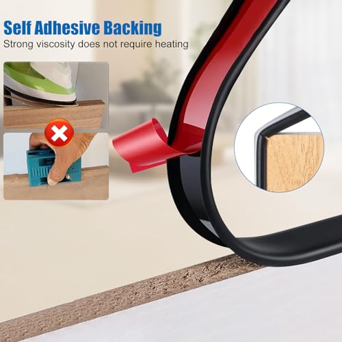 16.4FT U-Shape Plywood Edge Banding, 3/4 inch Rubber U Channel Edge Trim Self Adhesive Edge Protector for Veneer Countertop Table Cabinet Repair Furniture (15mm, Black)