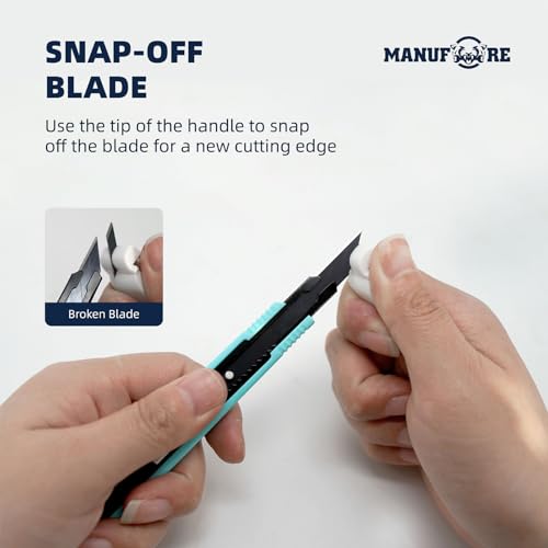 MANUFORE 5pcs 9mm Snap-off Knives with 30-Degree Precision Blade - size: 5pcs blue knife