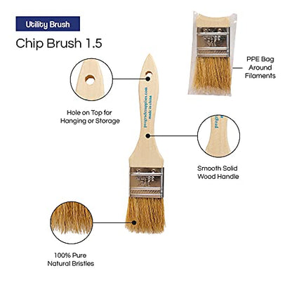 Pro Grade 1.5" Chip Brushes, Disposable Paint Brushes, for Stain, 36 Pack