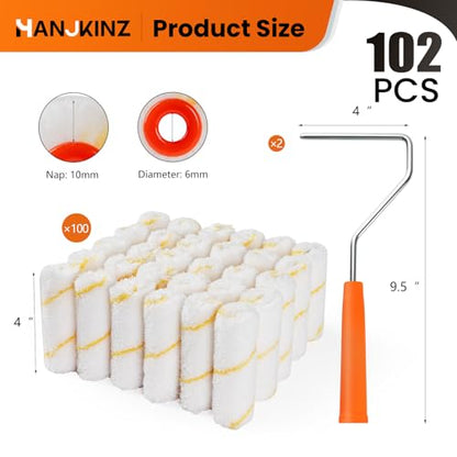 100 Pack Microfiber Paint Roller 4 Inch, 3/8 Inch Nap - size: 4 Inch,100 Pack