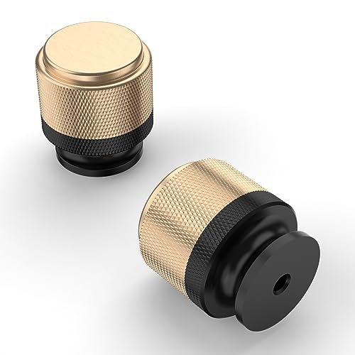 Asidrama 30 Pack Black-Gold Knurled Dresser Drawer Cabinet Hardware Zinc Knobs for Dresser Drawers - color: Black-Gold, style: 30 Pack