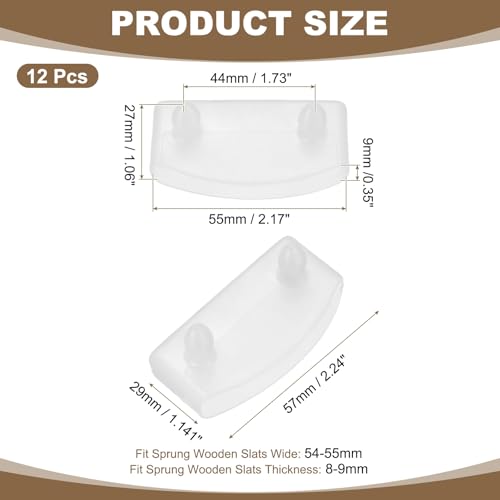 uxcell 12Pcs 55 x 9 mm Plastic Bed Slat End Caps Bed Slat Cover Clear White - color: Clear White, size: 55mm x 9mm