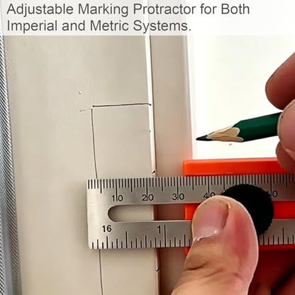 Adjustable Positioning Marking Protractor Tool - Foldable Angle Ruler for Woodworking, Cabinet, and Door Lock Installation