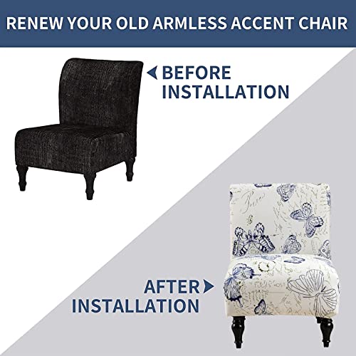 Eco-Ancheng Armless Chair Slipcover Removable Armless Accent Chairs Covers Washable Armless Slipper Chair Slipcover Printed Armless Chair Furniture Protector Covers for Living Dining Room Hotel - color: A1