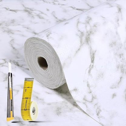 2-Layer Drawer and Shelf Liner for Kitchen Cabinet: 20 in X 10 Ft Non Slip - color: White Marble, size: 19.7"W x 118.1"L