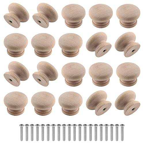 Zorfeter Wood Unfinished Drawer Knobs, Mushroom Shape, 20 Pcs - color: Unfinished Large Mushroom