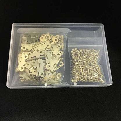 Juland 50 Pieces Mini Butterfly Hinges Retro Brass Hinges with 200 Pieces Replacement Screws for Wooden Box Jewelry Chest Box Cabinet DIY Accessories (20x 17mm)