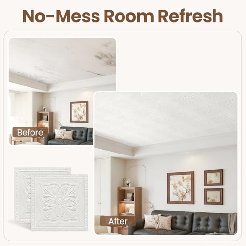 Ceiling Tiles, Ceiling Tiles Peel and Stick Foam, 16 Pcs, Covered 21 Sq.Ft - color: Floral, size: 16pcs