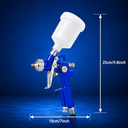 Mini HVLP Air Spray Gun Kit with 0.8mm & 1.0mm Nozzles, 125cc Cup for Automotive Touch Up & DIY Projects, Professional Paint Sprayer