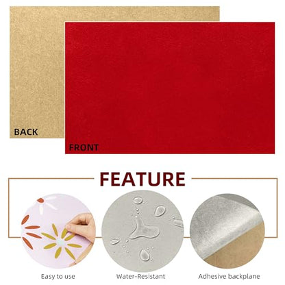 5PCS Self Adhesive Felt Sheet - Red Felt Sheets with Adhesive Backing for Drawer/Jewelry Box Liner (9" x 11") - color: Red, size: 9"W x 11"L / 5 pieces