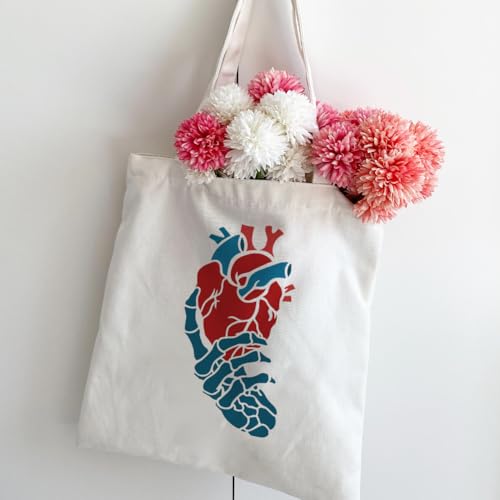FINGERINSPIRE Hand Skeleton Painting Stencil with 1Pc Plastic Paint Brush 8.3x11.7 inch Plastic Skeleton Hand with Heart Pattern Stencil Reusable Skeleton Hand Stencil for DIY Projects and Crafts - color: Skeleton Hand with Heart
