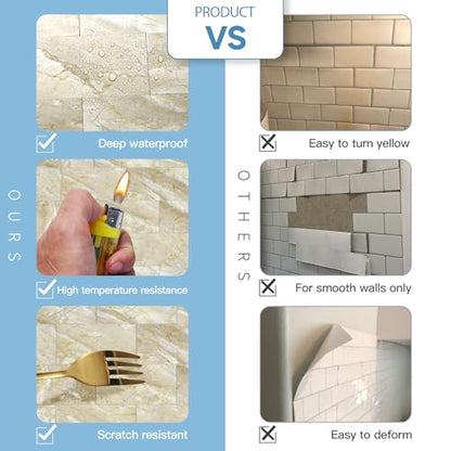 2026 New Upgrade Peel and Stick Backsplash Tile, Peel and Stick 11.34" X 11.57" Wall Tile for Kitchen, Bathroom, Fireplace, Laundry (Polished Beige, 10 Packs) - color: Polished Beige