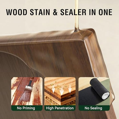 Penetrating Wood Stain and Sealer in One with Polyurethane - 32 oz & Red - color: Red, size: 32 oz