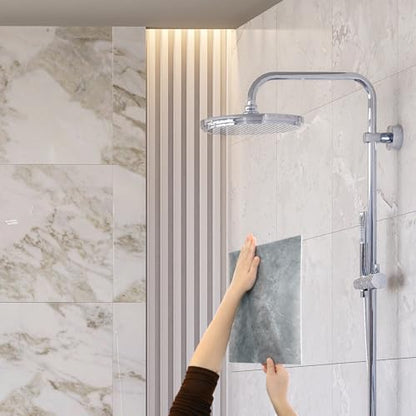 HARFINGTON 15pcs Peel and Stick Marble Tiles, Waterproof Wall Panel Backsplash, 12"x12" PVC Peel and Stick Shower Tiles for Bathroom, Kitchen, Living, Palace Jade Design - style: Palace Jade
