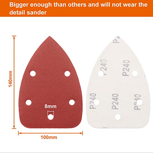Detail Sander Paper, 80-600 Grits, Hook and Loop Backing, 5 Holes, for Sanding and Polishing, 60 Sheets - size: 80-600