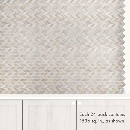 Main Street Peel and Stick Wallpaper Tiles, Earth Herringbone, 24-Pack - color: Earth Herringbone