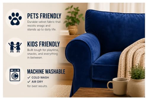 Heavy Velvet SODERHAMN Sofa Cover Compatible with IKEA Section Slipcover - color: Velvet Blue, size: Sofa Section