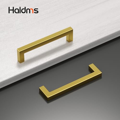 Haidms Gold Cabinet Handles 5 Inch Brushed Gold Cabinet Handles 30 Pack - color: Gold, size: 5 Inch Hole Center