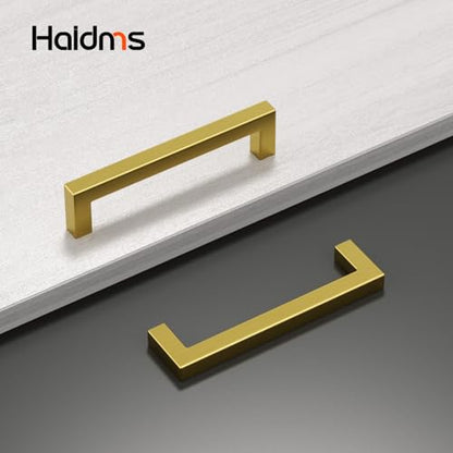 Haidms Gold Cabinet Handles 5 Inch Brushed Gold Cabinet Handles 30 Pack - color: Gold, size: 5 Inch Hole Center