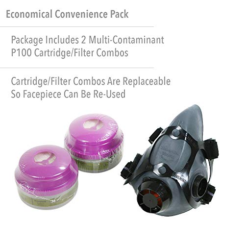 Honeywell Safety Products Multi-Purpose Reusable Half Mask MC/P100 Respirator Convenience Pack, Medium (RWS-54031)