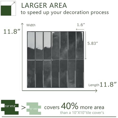 STICKGOO 10-Sheet Peel and Stick Backsplash Tile(Thicker Design) - color: Marquina Black