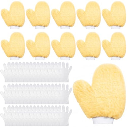 10 Pcs Painters Mitt Gloves with Thumb and 200Pcs Plastic Disposable Gloves