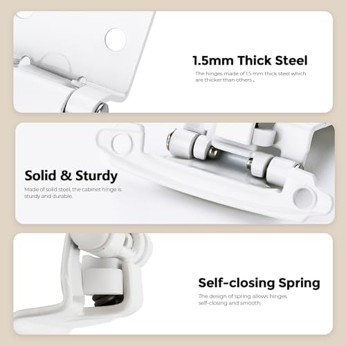 30 Pack 15 Pair White Cabinet Hinges, 3/8" Inset Semi-Concealed Hinges - color: White, size: 3/8" Inset