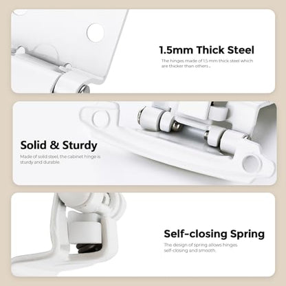 30 Pack 15 Pair White Cabinet Hinges, 3/8" Inset Semi-Concealed Hinges - color: White, size: 3/8" Inset